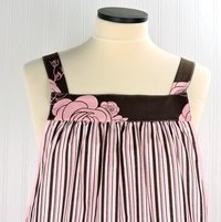 Stripes & Roses Pinafore with no ties, relaxed fit smock with pockets, one-of-a-kind apron fits L/XL/2X, ships fast