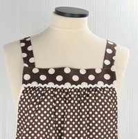 Brown & Cream Dot Pinafore with no ties, relaxed fit smock with pockets, lovely hostess apron, ready to ship fits L/XL/2X