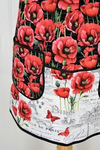 Paris Toile with Poppies Scrapbuster Pinafore Apron with no ties, relaxed fit smock with pockets, ready to ship fits L/XL/2X, SHIPS FAST