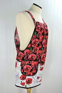 Paris Toile with Poppies Scrapbuster Pinafore Apron with no ties, relaxed fit smock with pockets, ready to ship fits L/XL/2X, SHIPS FAST