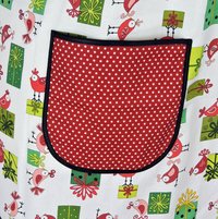 Holiday Tweets Scrapbuster Pinafore with no ties, relaxed fit smock with pockets, Christmas birds apron fits L-XL-2X SHIPS FAST