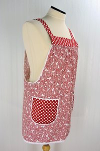 Starlight Mints Christmas Pinafore with no ties, relaxed fit smock with pockets, OOAK Xmas Apron, ready to ship fits L/XL/2X
