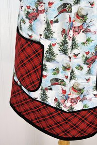 Christmas Snowman Pinafore with no ties, relaxed fit smock with pockets, Lovely Xmas Hostess Apron, made to order XS to 5X plus size