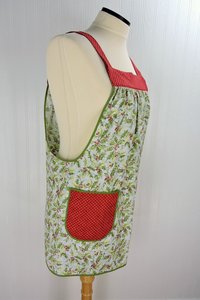 Susan Winget HOLLY Pinafore with no ties, relaxed fit smock with pockets, Lovely Xmas Hostess Apron, made to order XS to 5X plus size