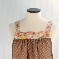 Harvest Pumpkins Scrapbuster Pinafore with no ties, relaxed fit smock with pockets, fall apron, Susan Winget Harvest fabric, SHIPS FAST