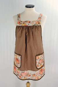 Harvest Pumpkins Scrapbuster Pinafore with no ties, relaxed fit smock with pockets, fall apron, Susan Winget Harvest fabric, SHIPS FAST