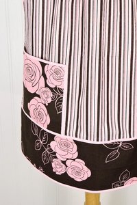 Stripes & Roses Pinafore with no ties, relaxed fit smock with pockets, one-of-a-kind apron fits L/XL/2X, ships fast
