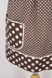 Brown & Cream Dot Pinafore with no ties, relaxed fit smock with pockets, lovely hostess apron, ready to ship fits L/XL/2X