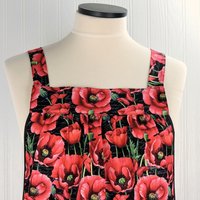 Paris Toile with Poppies Scrapbuster Pinafore Apron with no ties, relaxed fit smock with pockets, ready to ship fits L/XL/2X, SHIPS FAST