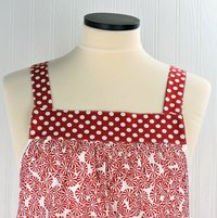 Starlight Mints Christmas Pinafore with no ties, relaxed fit smock with pockets, OOAK Xmas Apron, ready to ship fits L/XL/2X