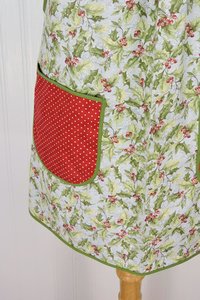Susan Winget HOLLY Pinafore with no ties, relaxed fit smock with pockets, Lovely Xmas Hostess Apron, made to order XS to 5X plus size
