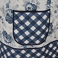 Tranquility Roses Pinafore Apron with no ties, blue and white floral smock apron with pockets made-to-order XS to 5X