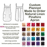 XS - 5X Natural LINEN Pinafore Apron with no ties (straps go straight over shoulders) Washed Linen Relaxed Fit Smock with pockets NEW colors