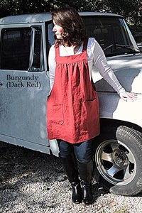 XS - 5X Natural LINEN Pinafore Apron with no ties (straps go straight over shoulders) Washed Linen Relaxed Fit Smock with pockets NEW colors
