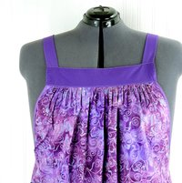 Purple BATIK Pinafore with no ties (straps go straight over the shoulders) relaxed fit smock apron with pockets fits 3X - 5X, ready to ship