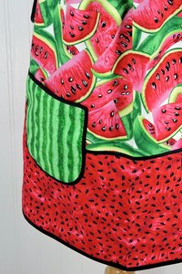 Summer Watermelon Pinafore with no tie (straps go straight over shoulder) relaxed fit smock with pockets, made to order from XS to 5X