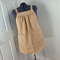 XS - 5X Natural LINEN Pinafore Apron with no ties (straps go straight over shoulders) Washed Linen Relaxed Fit Smock with pockets NEW colors