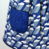 Rain Clouds Pinafore with no ties (straps go straight over the shoulders) relaxed fit smock apron with pockets fits 3X - 5X, ready to ship