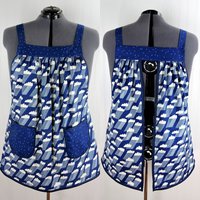 Rain Clouds Pinafore with no ties (straps go straight over the shoulders) relaxed fit smock apron with pockets fits 3X - 5X, ready to ship