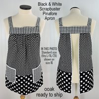 Black & White Scrapbuster Pinafore, relaxed fit smock with pockets, comfortable (doesn't touch neck) Standard Size (fits L/XL/2X) ships now