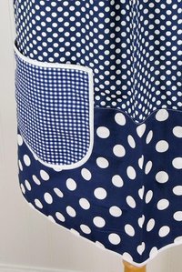 Navy Polka Dot Scrapbuster Pinafore, relaxed fit smock with pockets, comfortable (doesn't touch neck) Standard Size (fits L/XL/2X) ships now