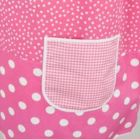 Pink Polka Dot Scrapbuster Pinafore, relaxed fit smock with pockets, comfortable (doesn't touch neck) Standard Size (fits L/XL/2X) ships now