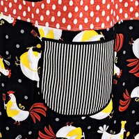 Chicken & Eggs Scrapbuster Pinafore Apron with no ties, relaxed fit smock apron with pockets, OOAK standard size fits L/XL/2X, ready to ship