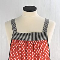 Chicken & Eggs Scrapbuster Pinafore Apron with no ties, relaxed fit smock apron with pockets, OOAK standard size fits L/XL/2X, ready to ship