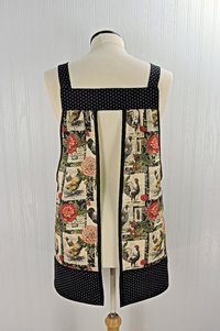 French Country Roosters Pinafore with no ties, relaxed fit smock with pockets, straps go straight over the shoulders, made to order XS - 5X