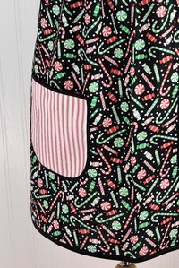 Peppermint Christmas Pinafore with no tie (straps go straight over shoulders) relaxed fit smock with pockets, made to order XS- 5X plus size