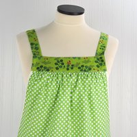 Winterly Dot Pinafore Apron with no ties (straps go straight over the shoulders) relaxed fit smock with pockets, fits L/XL/2X ready to ship