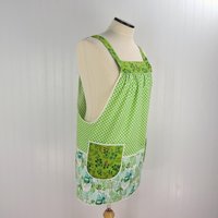 Winterly Dot Pinafore Apron with no ties (straps go straight over the shoulders) relaxed fit smock with pockets, fits L/XL/2X ready to ship