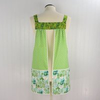 Winterly Dot Pinafore Apron with no ties (straps go straight over the shoulders) relaxed fit smock with pockets, fits L/XL/2X ready to ship