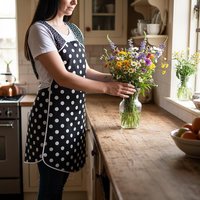 Black and White Polka Dot Retro 50s Smock Apron, relaxed fit "H-back" doesn't touch neck, made to order from XS to 4X  with pocket options