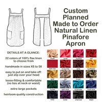 XS - 5X Natural LINEN Pinafore Apron with no ties (straps go straight over shoulders) Washed Linen Relaxed Fit Smock with pockets NEW colors