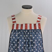 Stars and Stripes Scrapbuster Pinafore with no ties (straps go straight over the shoulders) patriotic flag smock apron with pockets, XS - 5X