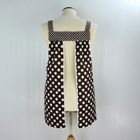 Brown & Cream Dot SCRAPBUSTER Pinafore with no ties (straps go straight over the shoulders) relaxed fit smock with pockets, ready to ship