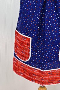 We the People Scrapbuster Pinafore with no ties (straps go straight over the shoulders) 4th of July smock apron, ready to ship, fits L/XL/2X