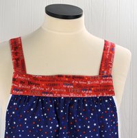 We the People Scrapbuster Pinafore with no ties (straps go straight over the shoulders) 4th of July smock apron, ready to ship, fits L/XL/2X