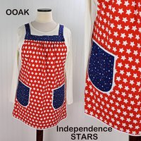 Independence Stars Pinafore with no ties (straps go straight over the shoulders) relaxed fit smock with pockets fits L/XL/2X, ready to ship