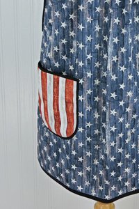 Stars and Stripes Scrapbuster Pinafore with no ties (straps go straight over the shoulders) patriotic flag smock apron with pockets, XS - 5X