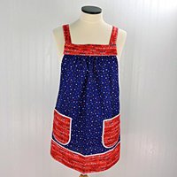We the People Scrapbuster Pinafore with no ties (straps go straight over the shoulders) 4th of July smock apron, ready to ship, fits L/XL/2X