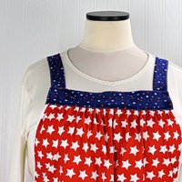 Independence Stars Pinafore with no ties (straps go straight over the shoulders) relaxed fit smock with pockets fits L/XL/2X, ready to ship