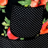 Black Poppy Panache Polka Dot Pinafore, relaxed fit smock with pockets, pretty floral kitchen apron, ready to ship fits L/XL/2X