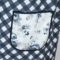 Tranquility Rose Trellis Pinafore with no ties (straps go straight over the shoulders) blue & white smock with pockets ready to ship L/XL/2X