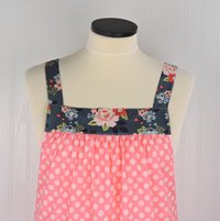 Vintage Polka Dot Charm Pinafore with no ties (straps go straight over the shoulders) relaxed fit smock with pockets L/XL/2X, SHIPS FAST
