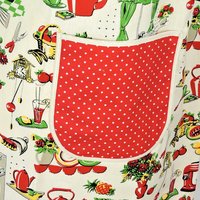 LAST 50s Kitchen Pinafore Apron with no ties (straps go straight over shoulders) relaxed fit smock apron with pockets, ready to ship L/XL/2X
