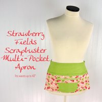 Strawberry Fields SCRAPBUSTER Teacher Apron with pockets, great for vendors with money pocket; servers;  event planner, fits waist up to 40"