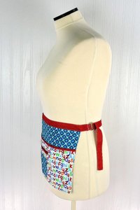 Geometric Alphabet Multi-Pocket Apron with zipper money pocket for teachers, waitresses, daycare, librarians, 2 sizes made-to-order