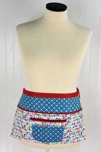 Geometric Alphabet Multi-Pocket Apron with zipper money pocket for teachers, waitresses, daycare, librarians, 2 sizes made-to-order
